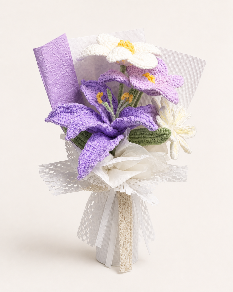 Lavender Grace flower and wrapping close-up